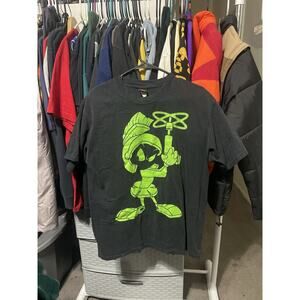 Size L- Vtg Rare MARVIN the MARTIAN Green Shirt AOP